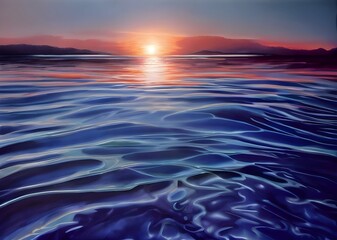 Obraz premium Sunset over the sea or lake dusk background