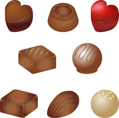 チョコレート　ショコラ　バレンタイン　バレンタインデー　スイーツ　ベクター　イラスト素材セット