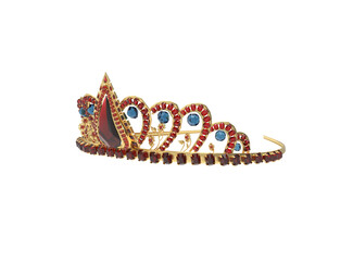 Royal gold crown with diamonds isolated on transparent background