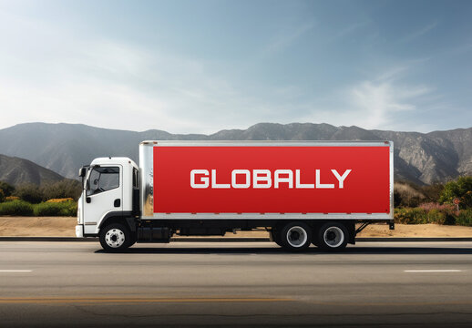 Delivery Truck Mockup With Generative AI