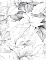 seamless black and white pattern of leave 
