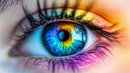 Fototapeta premium Eye With Rainbow Colors with generative ai