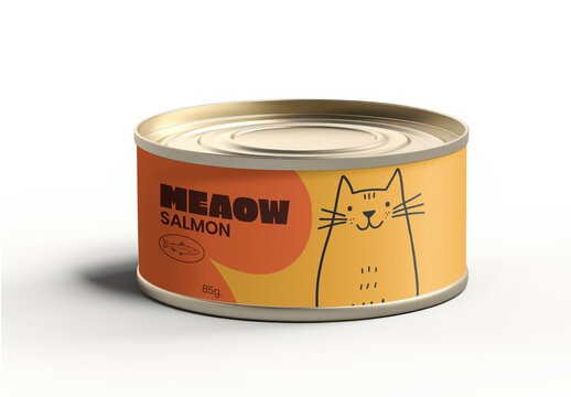 Product Packaging Cat Canned Food Mockup With Generative AI