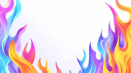 Abstract Colorful Flames on White Background