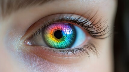 Obraz premium Eye With Rainbow Colors with generative ai