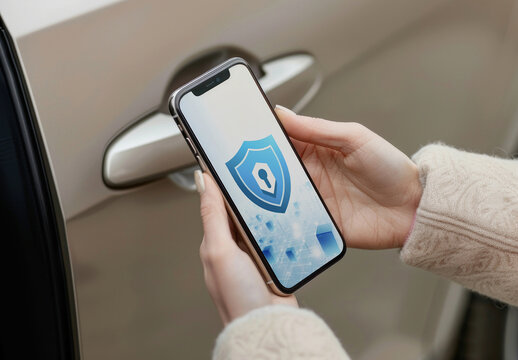 Screen Phone Car Unlock Mockup With Generative AI