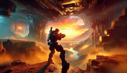 first person shooter game scene