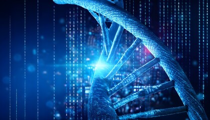 3D Illustration of DNA Molecule Transformed into Binary Code for AI and Genome Concept,Artificial Intelligence and DNA Molecule Converting DNA into Binary Code