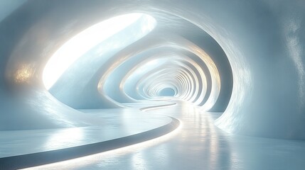 Obraz premium Abstract White Tunnel with Glowing Path and Light
