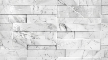 Fototapeta premium White marble bricks wall for background , seamless marble tile wall pattern , for Interiors design. High resolution , ai