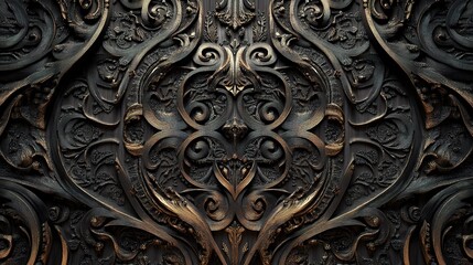 Intricate Metalwork: A mesmerizing close-up of a meticulously crafted metal panel, showcasing intricate patterns and elegant details.