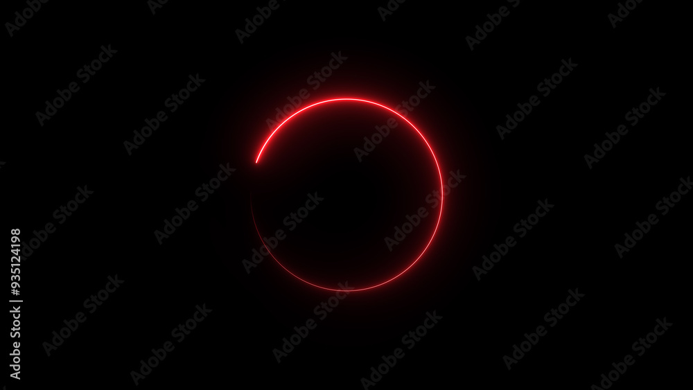 Wall mural abstract neon glowing circle frame loading background illustration.