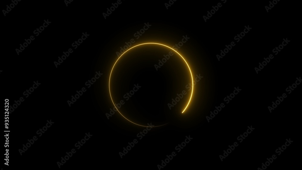 Wall mural abstract neon glowing circle frame loading background illustration.