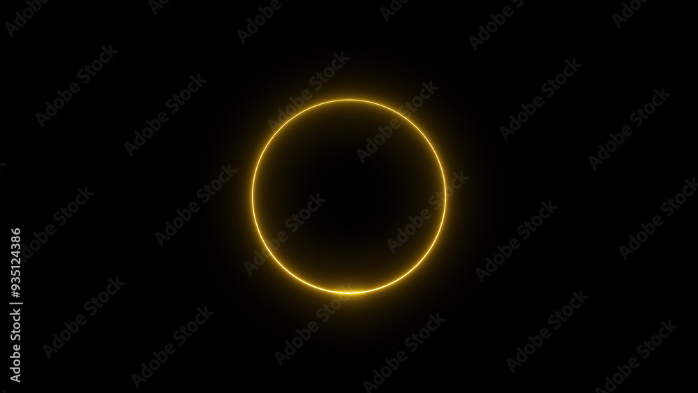 Wall mural abstract neon glowing circle frame loading background illustration.