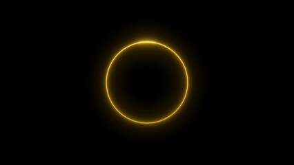 Abstract neon glowing circle frame loading background illustration.