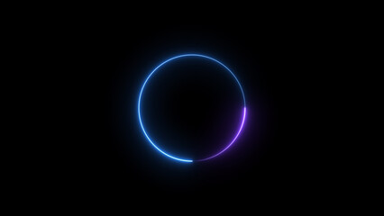 Abstract glowing neon circle frame background illustration.