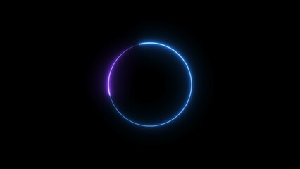 Abstract glowing neon circle frame background illustration.