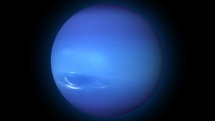 3D Realistic, Flat design spinning Neptune  isolated on the black background.