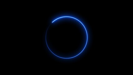 Abstract glowing neon circle frame background illustration.