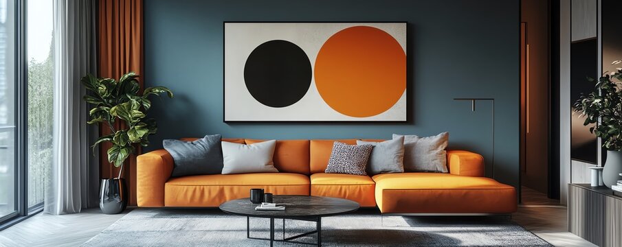 Abstract geometric boho terracotta wall art, modern chic home decoration