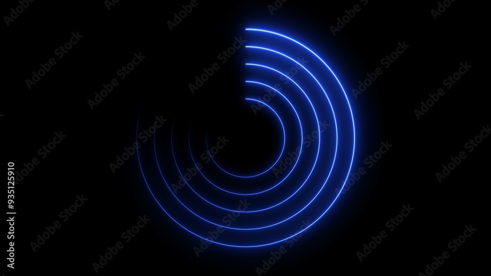 Wall mural abstract neon glowing circle frame loading background illustration.