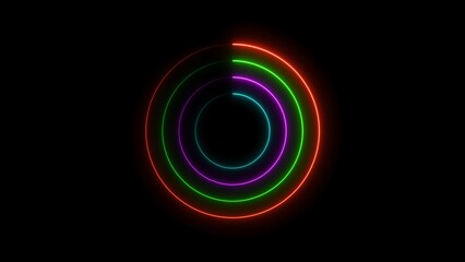 Abstract glowing neon circle frame background illustration.