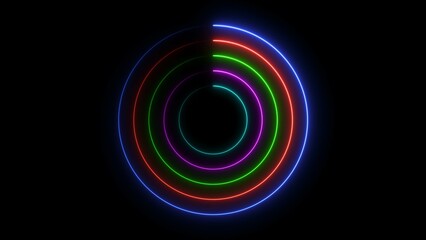 Abstract neon glowing circle frame loading background illustration.