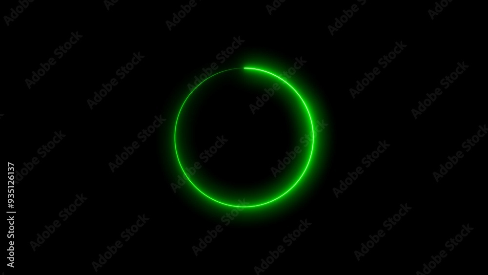 Wall mural abstract neon glowing circle frame loading background illustration.
