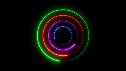 Abstract glowing neon circle frame background illustration.