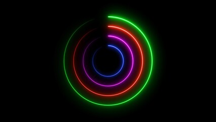Abstract glowing neon circle frame background illustration.