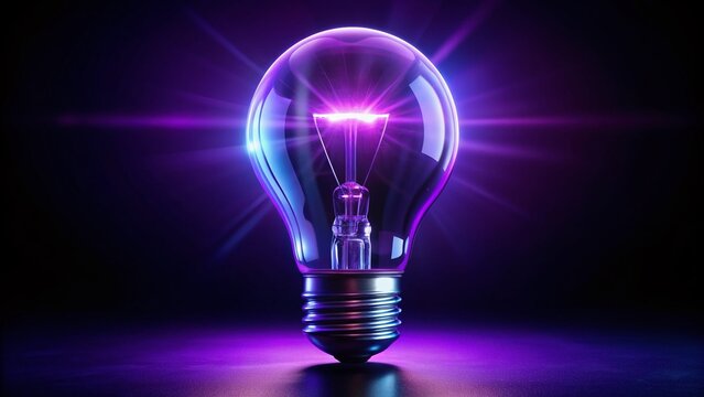 A bright ultraviolet light bulb shines in the dark, emitting a mesmerizing purple glow, showcasing its unique spectrum and energy-efficient technology.
