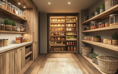 Hyperdetailed custom pantry, modern farmhouse walkin, large space, hyperrealistic, 169