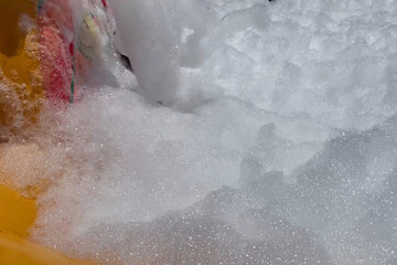 soap foam with bubbles, White soapy foam texture. Shampoo foam with bubbles, foam party