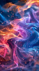 Ethereal waves of neon light cascading in a dreamscape