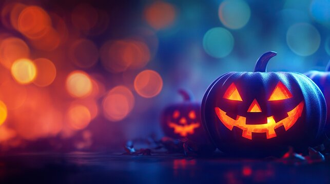 Eerie illustration of halloween day with bokeh and blur background. Premium illustration for banners, posters, greetings and Halloween celebrations. generative ai