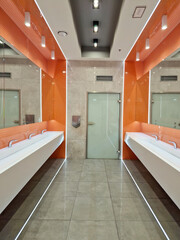 modern interior public toilet. bathroom in shopping center. Tarnow, Poland