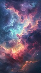 Fototapeta premium Galactic clouds in a surreal, pastel-toned nebula