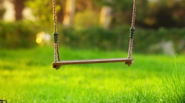 Empty swing set in a sunny park