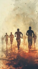 Gentle, abstract athlete silhouettes with ample space for text