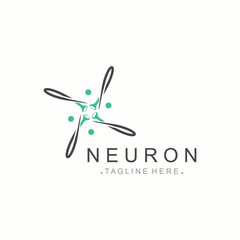 Neuron logo or nerve cell healthy abstract molecule design template