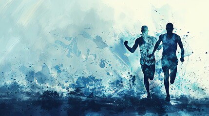 Gentle, abstract athlete silhouettes with ample space for text