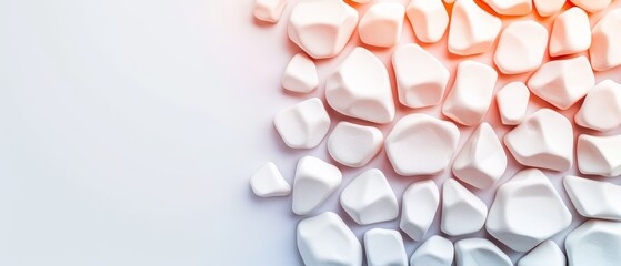  A stack of white marshmallows on a white countertop