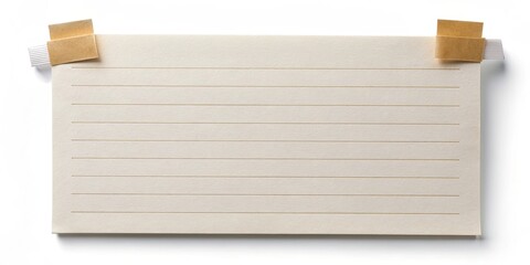 Blank notepaper with adhesive tape isolated on white background, ready for writing notes or reminders