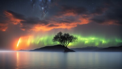 Obraz premium Devereaux against the backdrop of the northern lights, desktop wallpaper