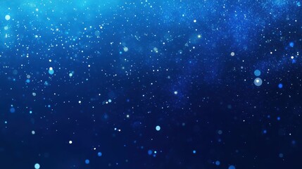 A serene blue background filled with shimmering particles, creating a cosmic or underwater effect.