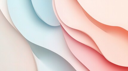 Pastel Dreamscape: Abstract waves of pink and blue paper craft a serene and minimalist background, ideal for modern and clean design projects. 