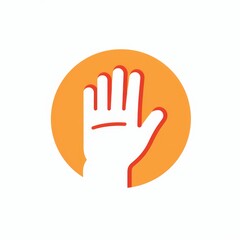 Fototapeta premium Minimalist Stop Sign Illustration Featuring an Outstretched Hand in an Orange Circle
