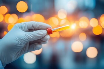 Close-up of scientist holding test tube in laboratory