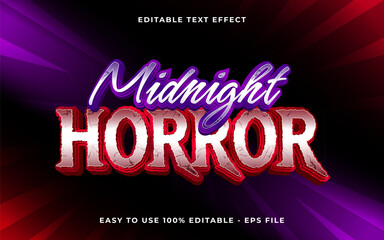 3d midnight horror gradient scary text style effect template editable text effect