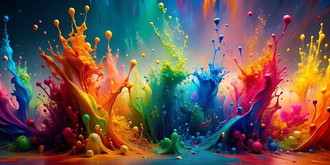 Colorful splashes of paint creating a vibrant and abstract HD wallpaper